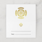 Carte De Placement Mariage celtique Faux Gold Celtic Knot Cross (Extérieur déplié)