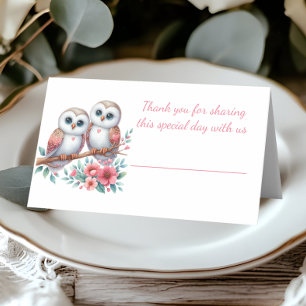Carte De Placement Mariage champêtre bohème rustique en bois de hibou