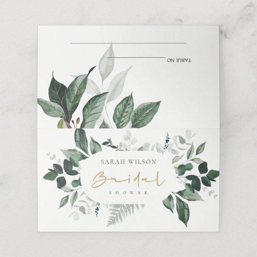 Carte De Placement Mariage Champêtre Moderne avec Feuillage Tropical (Extérieur déplié)