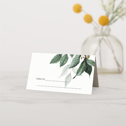 Carte De Placement Mariage Champêtre Moderne avec Feuillage Tropical (Dos)