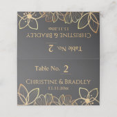 Carte De Placement Mariage charbon et or (Extérieur déplié)