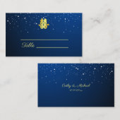 Carte De Placement Mariage chinois bleu nuit étoile double bonheur (Devant / Derrière)