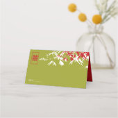 Carte De Placement Mariage chinois Feuille double Xi en bambou rouge (Devant)
