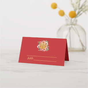 Carte De Placement Mariage chinois moderne rose fleuri