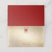 Carte De Placement Mariage chinois rectangle double bonheur or (Extérieur déplié)