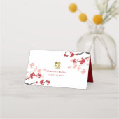 Carte De Placement Mariage chinois Red Sakura Golden Double Bonheur (Dos)
