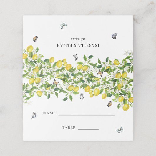 Carte De Placement Mariage citron (Extérieur déplié)