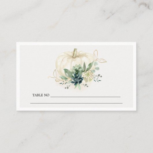 Carte De Placement Mariage Citrouille Succulent de l'or bleu-bleu-gri (Dos)