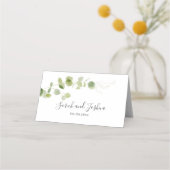 Carte De Placement Mariage Classique avec Feuillage de Eucalyptus Ver (Dos)