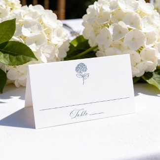 Carte De Placement Mariage Classique avec Hydrangeas Bleus