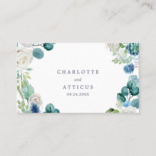 Carte De Placement Mariage classique de fleurs blanches (Dos)