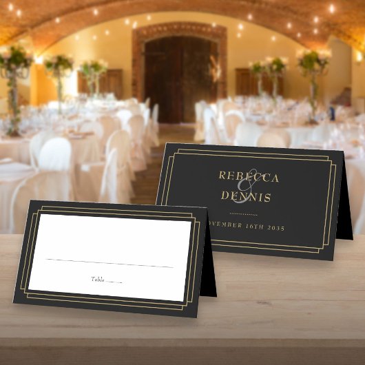 Carte De Placement Mariage Classique Déco Noir et Or