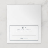 Carte De Placement Mariage Classique Monogramme Bleu Nuit (Extérieur déplié)