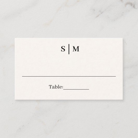 Carte De Placement Mariage Classique Monogramme Simple Blanc Ivoire (Devant)