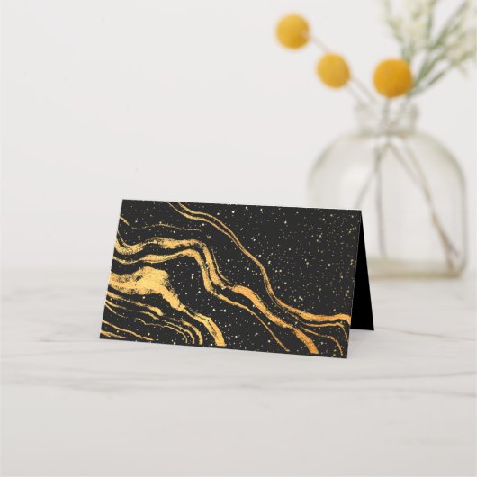 Carte De Placement Mariage classique noir et or (Dos)