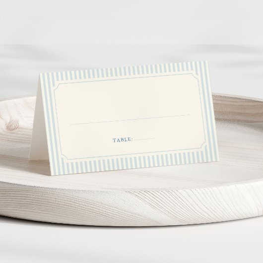 Carte De Placement Mariage Classique Rayures Bleu Clair