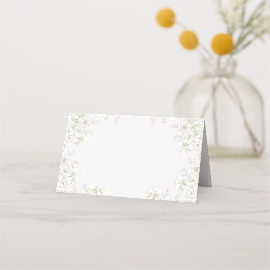 Carte De Placement Mariage Classique Rose Blanche (Devant)
