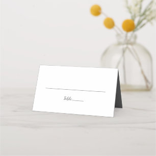 Carte De Placement Mariage Coeurs Élégants Chic Calligraphie Gris Bla