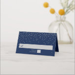 Carte De Placement Mariage Confetti en argent de marine bleu et de gl<br><div class="desc">Célébrez dans le style avec ces cartes de table mariages design et très tendance. Ce design est facile à personnaliser avec votre libellé d'événement spécial et vos invités seront ravis quand ils verront ces cartes de lieux fabuleuses.</div>
