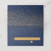 Carte De Placement Mariage Confetti en or bleu marine et glam (Extérieur déplié)