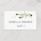 Carte De Placement Mariage Confetti Feuillage Doré Gui (Devant)