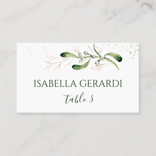 Carte De Placement Mariage Confetti Foliage Doré Gui (Devant)
