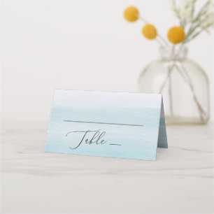 Carte De Placement Mariage côtier bleu poussiéreux élégant. Naissance