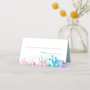 Carte De Placement Mariage couleur corail Reef aquarelle