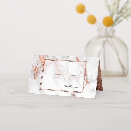 Carte De Placement Mariage cuivre et marbre Élégance Bold (Devant)