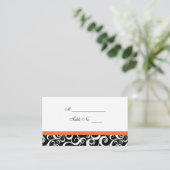 Carte De Placement Mariage Damask Fils Table Place Card en orange (Debout devant)