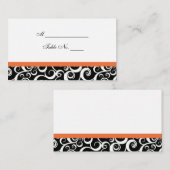 Carte De Placement Mariage Damask Fils Table Place Card en orange (Devant / Derrière)