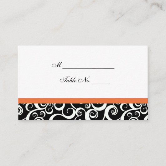 Carte De Placement Mariage Damask Fils Table Place Card en orange (Devant)