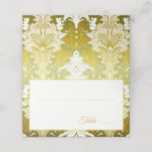 Carte De Placement Mariage damask vert or (Extérieur déplié)