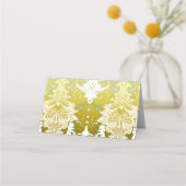 Carte De Placement Mariage damask vert or (Dos)