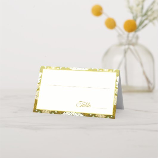 Carte De Placement Mariage damask vert or (Devant)