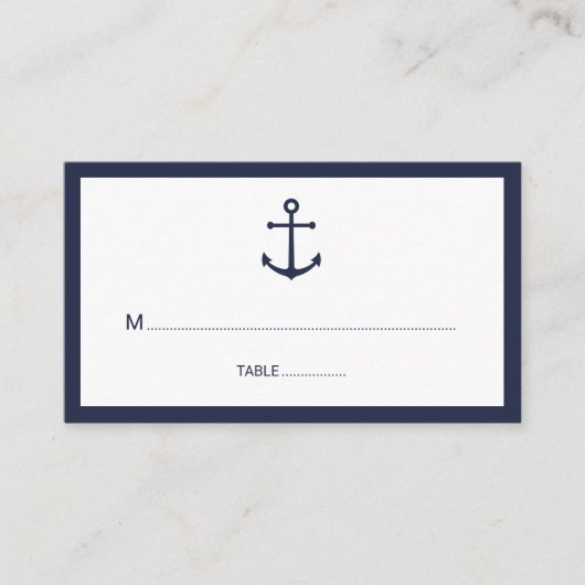Carte De Placement Mariage d'Ancre bleu marine moderne (Devant)
