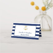 Carte De Placement Mariage d'Ancre classique bleu marine (Dos)