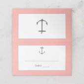 Carte De Placement Mariage d'Ancres nautiques simple | Corail (Extérieur déplié)