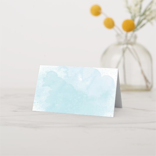 Carte De Placement Mariage d'aquarelle bleu (Dos)