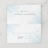 Carte De Placement Mariage d'aquarelle bleu cyan élégant (Extérieur déplié)