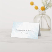 Carte De Placement Mariage d'aquarelle bleu cyan élégant (Dos)