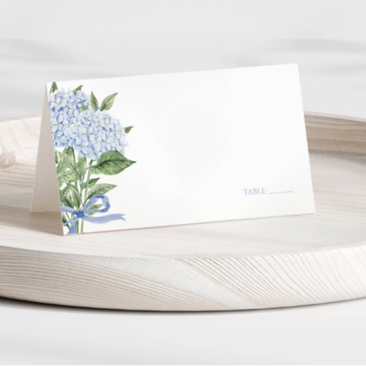 Carte De Placement Mariage d'aquarelle Blue Hydrangea
