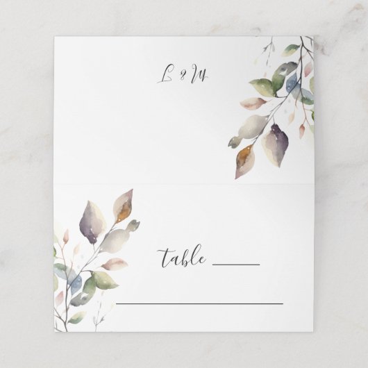 Carte De Placement Mariage d'aquarelle botanique simple (Extérieur déplié)