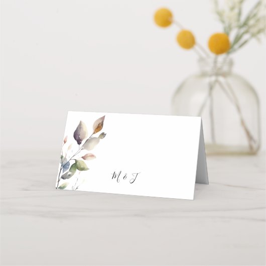 Carte De Placement Mariage d'aquarelle botanique simple (Dos)