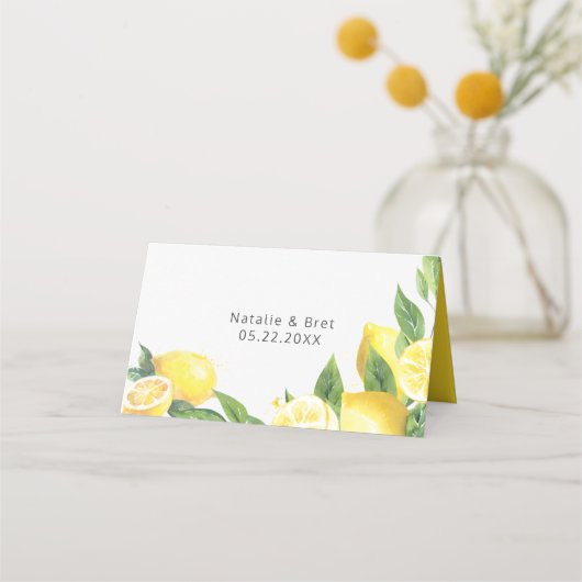 Carte De Placement Mariage d'aquarelle citron (Dos)