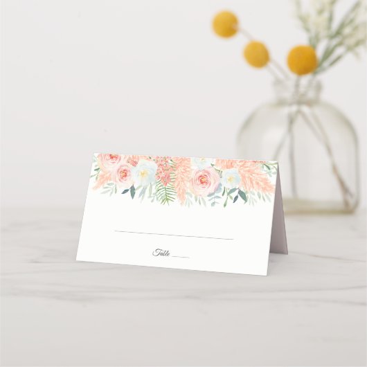 Carte De Placement Mariage d'aquarelle couleur rose pâle (Devant)