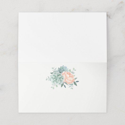 Carte De Placement Mariage d'aquarelle de feuillage Succulent de pivo (Extérieur déplié)