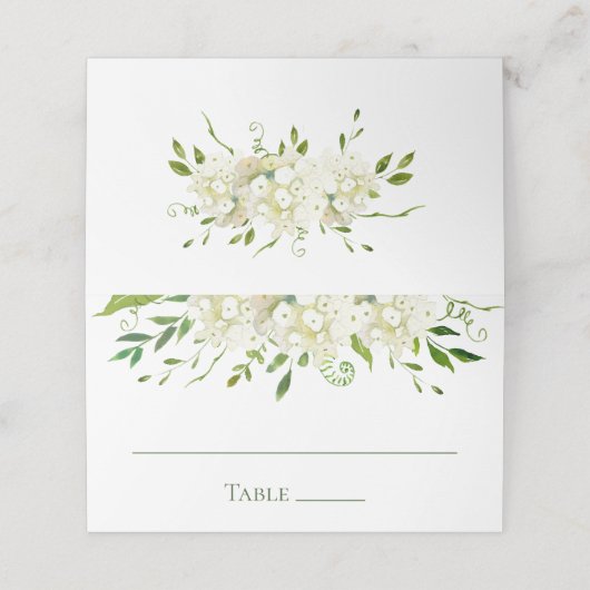 Carte De Placement Mariage d'aquarelle de fleurs d'Hydrangée blanche (Extérieur déplié)