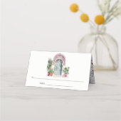 Carte De Placement Mariage d'aquarelle de porte marocaine tropicale (Dos)