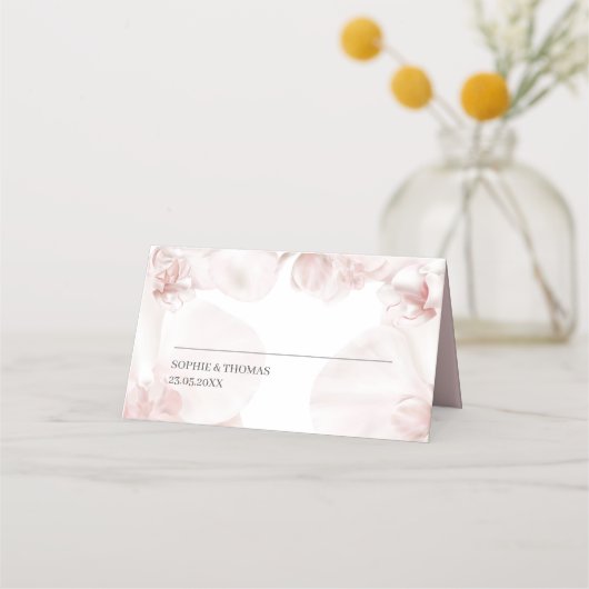 Carte De Placement Mariage d'aquarelle d'orchidée rose poussiéreux (Devant)